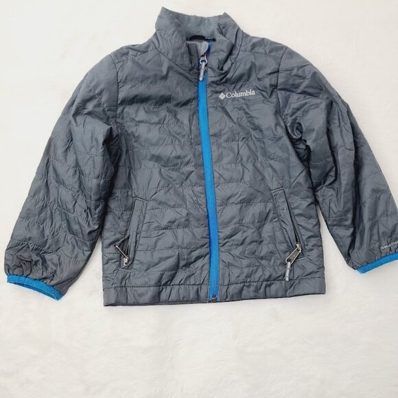Columbia Boy's Black Blue Omni Heat Padded Thermal Puffer Jacket Size XXS - Picture 2 of 12